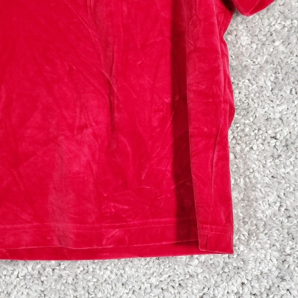 Hanna Andersson Womens Velour Short Sleeve Tee Size Medium Red Soft Holiday Cozy - Picture 2 of 10